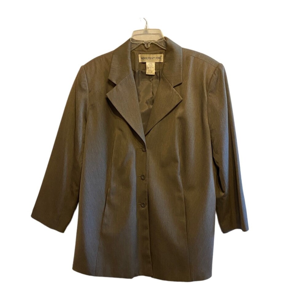 #5688 Adolfo Studio Womans Gray Suite Blazer Coat Size 22WP